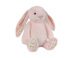 Soft Plush Bunny Rabbit Teddy with Floral Print Ears and Paws Stuffed Animal Toy