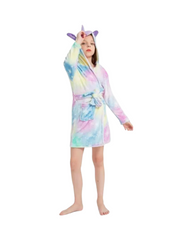 Girls Soft Hooded Unicorn Bathrobe