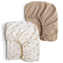 Two-Pack Set of Patterned and Plain Cotton Cot Sheets