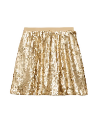 Sparkly Gold Sequin Girls Skirt – Elastic Waist Party & Holiday Tutu