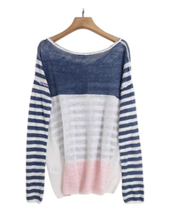 Striped Light Textured Long-Sleeved Top
