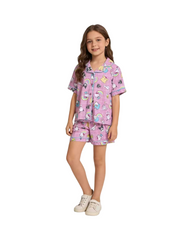 Girls Sanrio Print Short Sleeve Pajama Set – Soft Cotton Sleepwear