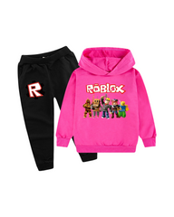 Roblox Cartoon Graphic Girls Tracksuit Hoodie and Pants Set