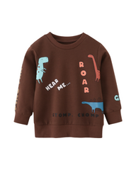 Cute Dinosaur Print Sweatshirt Boys Toddler Long Sleeve Warm Casual Top