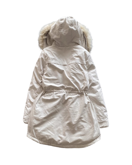 Beige Winter Puffer Parka - Fleece Lined Hooded Outerwear Coat