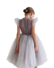 Elegant Birthday Party Girls Formal Tulle Dress | Kids Flower Girl Gown
