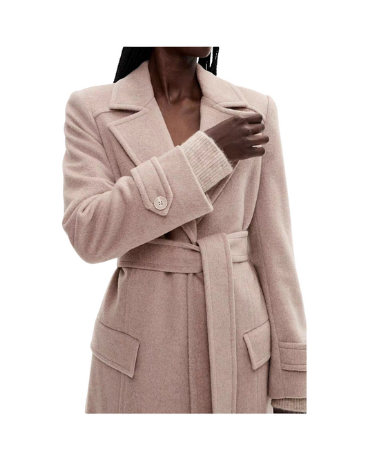 Premium Wool & Cashmere Wrap Coat- Ladies Winter Tie-Belt Overcoat