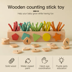 Wooden Counting and Shape Recognition Stick Toy