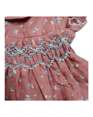 Smocked Red Two-Piece Flower Patterned Baby Dress and Shorts Outfit Set