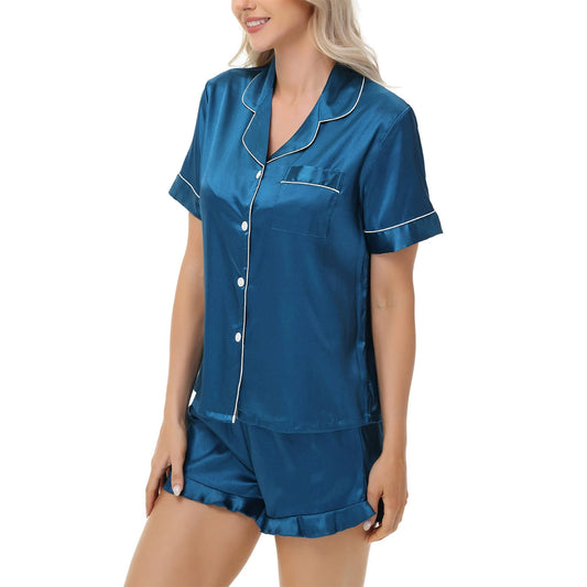 Silky Shirt and Shorts Pyjama Set