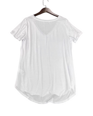 White V-Neck Women's T-Shirt - Casual Tunic Top
