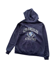 Vintage Athletic Graphic Zip-Up Hoodie - Oversized Heavyweight Fleece Jacket