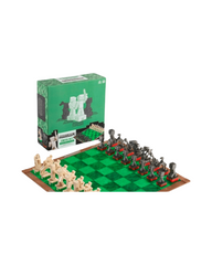 Green Pixel Block Video Game Styled Interactive Tabletop Strategy Chess Set
