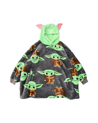 Oversized Character Fleece Hooded Blanket with Front Pocket and Long Sleeves