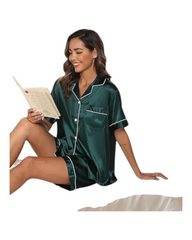 Two-Piece Button-Up Silky Pyjama Set