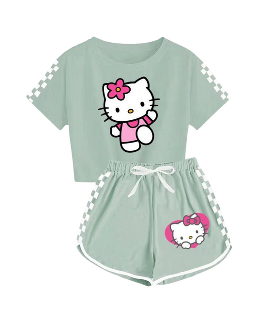 Hello Kitty Girls Short Sleeve T-Shirt and Shorts Set 2 Piece