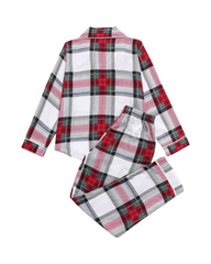 Red Plaid Flannel Girls Long Sleeve Pyjama Set
