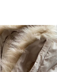 Beige Winter Puffer Parka - Fleece Lined Hooded Outerwear Coat