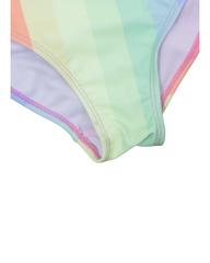 Rainbow Stripe Belted One Piece Swimwear