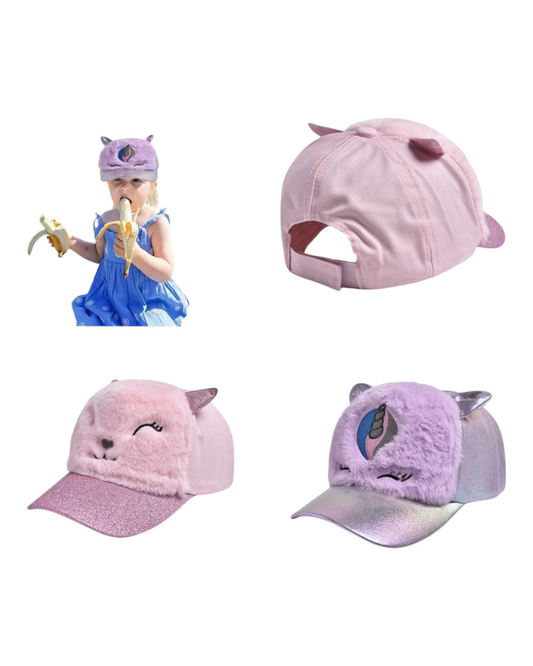 Girls' Fluffy Cap with Animal Design