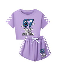 Six Seven Kids Funny Short Sleeve Pajama Set