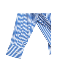 Oversized Blue and White Striped Button-Up Women's Shirt