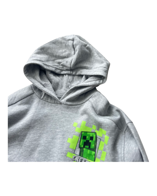 Boys' Grey Hoodie with Green Minecraft Design