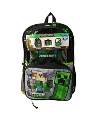 Minecraft Graphic School Bag with Lunchbox and Headphones