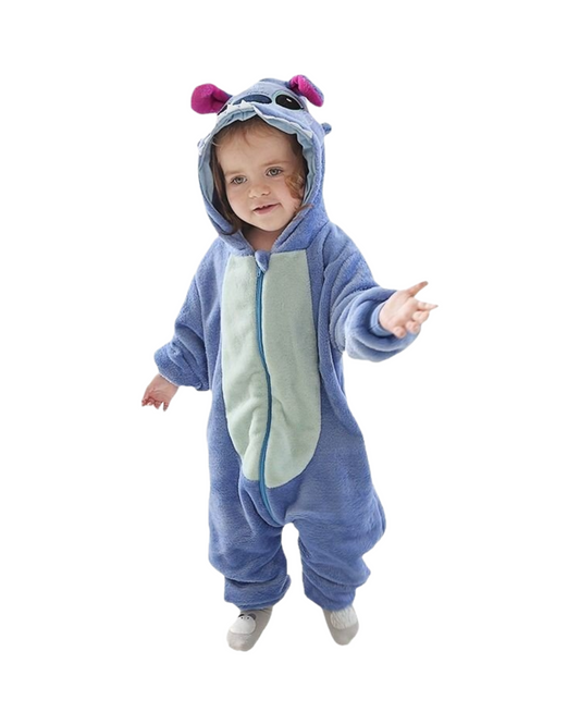Cartoon Inspired Baby Costume: Plush Fleece Romper with Hood