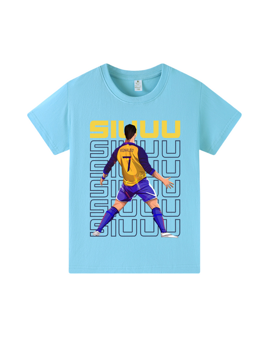 Cotton Short Sleeve Kids Graphic T-Shirt - Siuuu 7 Football Tee