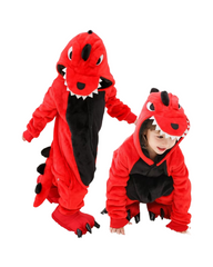 Fluffy Dinosaur Onesie with Hood and Tail