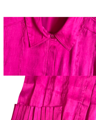 Casual Short Sleeve A-Line Mini Dress - Pleated Everyday Shirt Dress