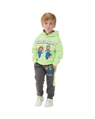 Nintendo Super Mario Bros Graphic Boys Hooded Sweatshirt and Pants Outfit