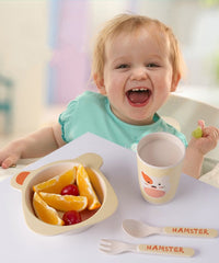 Non-Slip Silicone Animal Toddler Mealtime Set – 3-Piece Divided Plate with Matching Cutlery Set
