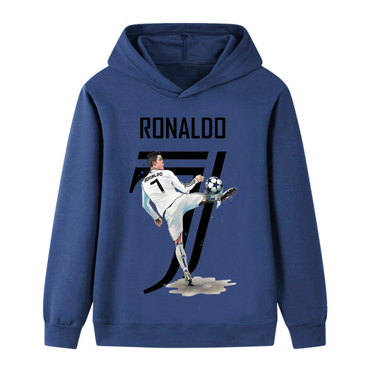 Ronaldo Soccer Graphic Kids Hoodie - Cotton Pullover Sweatshirt