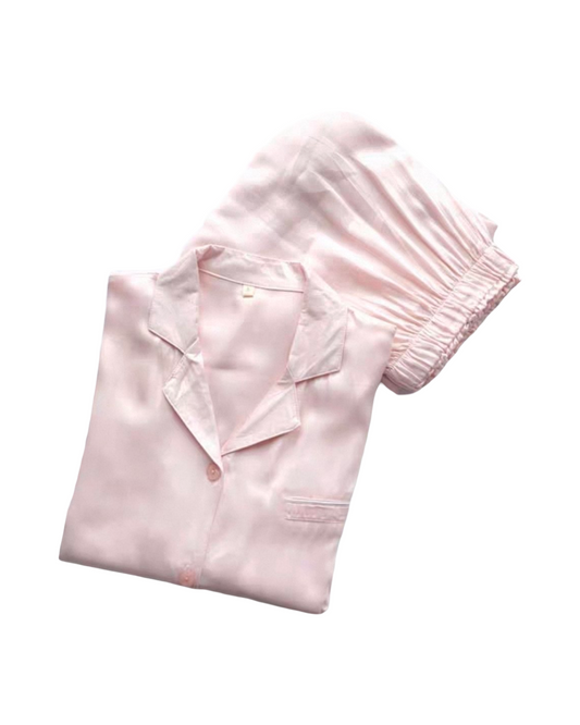 Silk Satin Long Sleeve Pajama Set for Women – Soft Button-Down Sleepwear & Loungewear