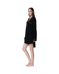 Button-Up Women's Long and Mid-Length Sleeve Nightshirt Sleepwear Dress