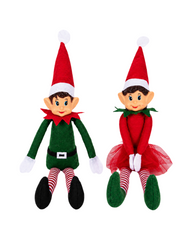 Festive Holiday Boy and Girl Elf Christmas Soft Dolls