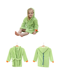 Absorbent Cotton Hooded Bathrobe for Kids with Dinosaur Tail Design