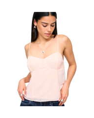 Sleeveless Satin Camisole Tank Top with Spaghetti Straps - Elegant V-Neck Party Cami