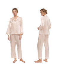 Luxury 100% Silk Long-Sleeve Sleepwear Set for Women