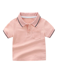 Patterned Short-Sleeved Collared Polo Shirt