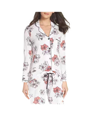 Floral Long Sleeve Pajama Set Women Two-Piece Sleepwear Button Down Lounge Set