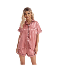 Silky Satin Button Down Pajamas for Women Short Pj Sets