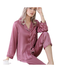 Women's 100% Mulberry Silk Long Sleeve Pyjamas Set