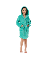 Soft Hooded Bathrobe Fleece Sleepwear Nightgown