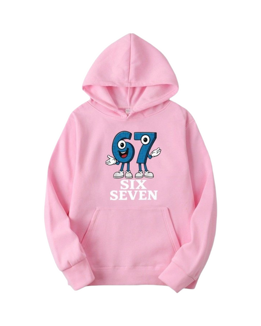 67 Number Graphic Print Hoodie