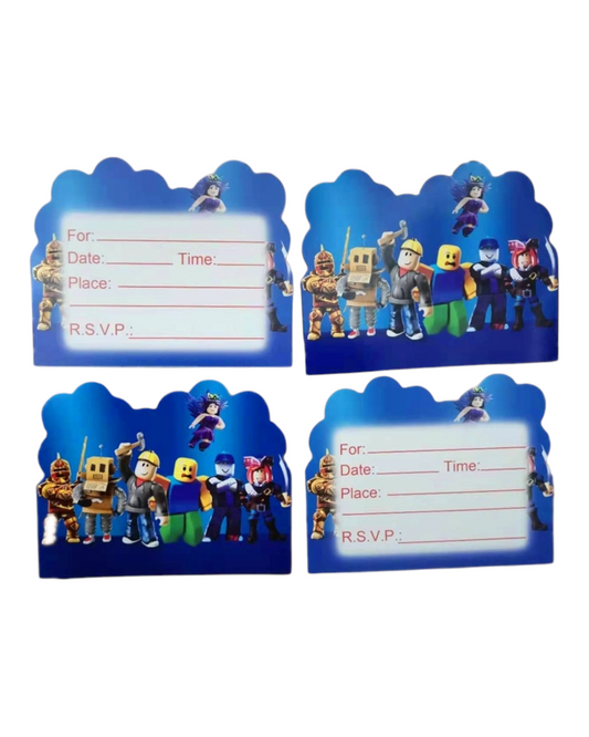 Roblox Patterned Party Invitation Cards