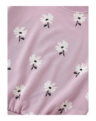 Pink Daisy Floral Long Sleeve Top and Matching Trousers Set for Girls