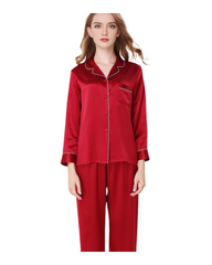 Women's 100% Mulberry Silk Long Sleeve Pyjamas Set